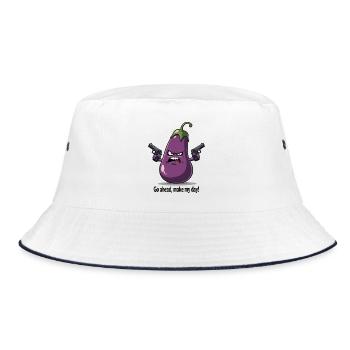Badass Aubergine – Go Ahead, Make My Day - Bucket Hat - Weiß/Navy - Vorne
