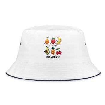 Funny Fruits – Feel Strong, Healthy Energetic - Bucket Hat - white/navy - Front