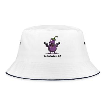 Badass Aubergine – Go Ahead, Make My Day - Bucket Hat - Weiß/Navy - Vorne