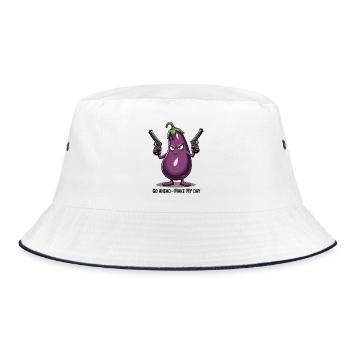 Badass Aubergine – Go Ahead, Make My Day - Bucket Hat - Weiß/Navy - Vorne
