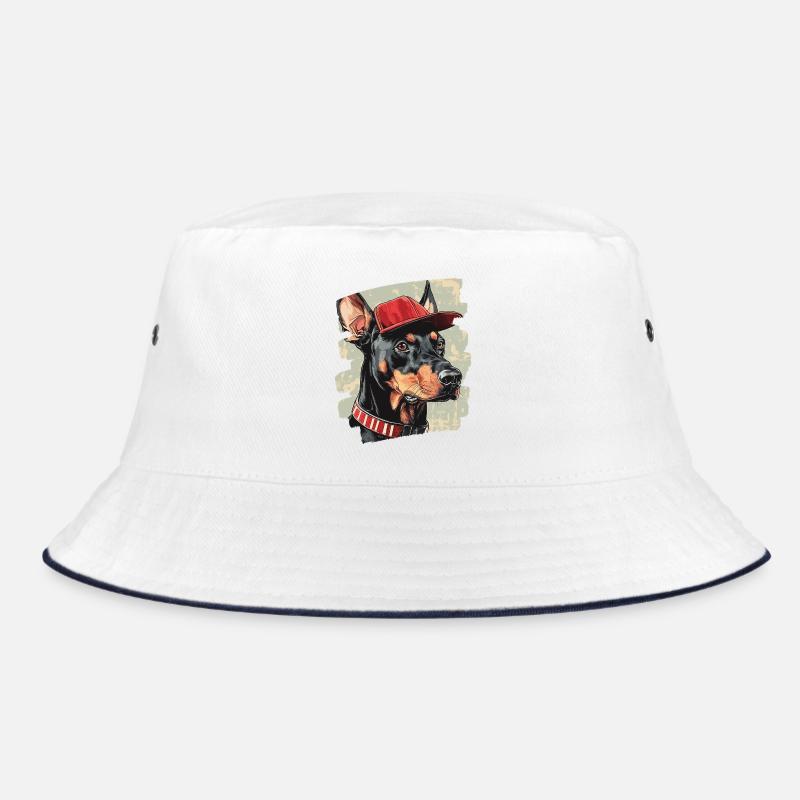 Dobermann - Bucket Hat - Weiß/Navy