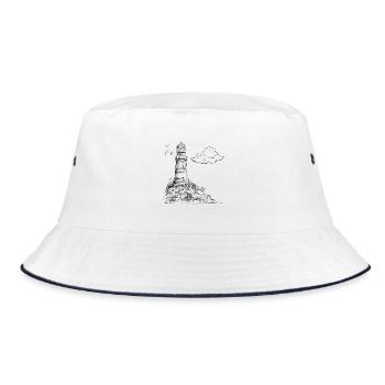 Leuchtturm Sketch Meer Urlaub - Bucket Hat - Weiß/Navy - Vorne