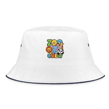 Lustiges Zoo Crew Tierdesign - Bucket Hat - Weiß/Navy - Vorne