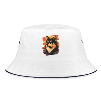 Finnish Lapphund - Bucket Hat - white/navy - Front