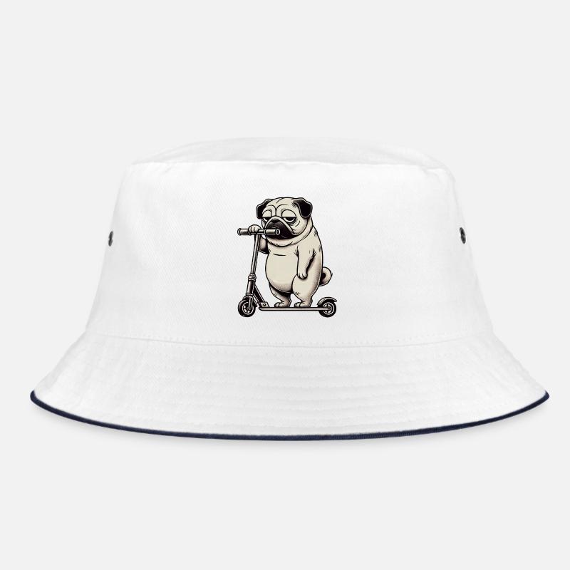 Lustiger Mops Roller Scooter Kickroller Grumpy Bucket Hat
