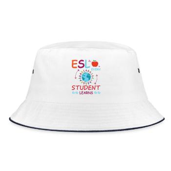 ESL-Lehrer ESL Unterricht - Bucket Hat - Weiß/Navy - Vorne