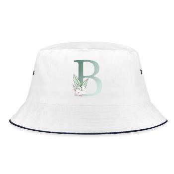 B Monogramme, Floral, Personnalisable - Bob - blanc/marine - Devant