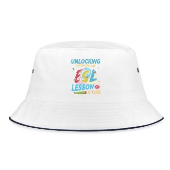 ESL-Lehrer ESL Unterricht - Bucket Hat - Weiß/Navy - Vorne