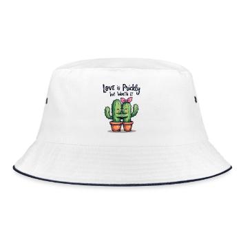 Love is Prickly – Sweet Cactus Love for Couples - Bucket Hat - white/navy - Front