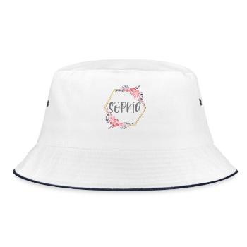 Sophia Girl Name Personalized Gift - Bucket Hat - white/navy - Front