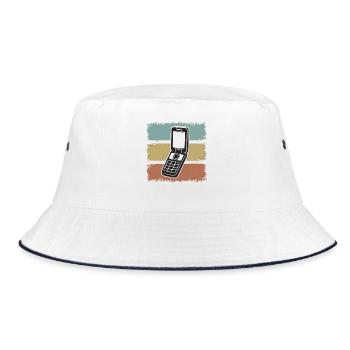Classic Flip Phone Vintage Mobile Phone Cell Phone - Bucket Hat - white/navy - Front
