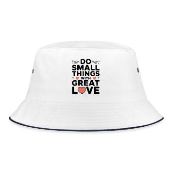 Mitternachtsherzen, die in Schwarz schweben - Bucket Hat - Weiß/Navy - Vorne