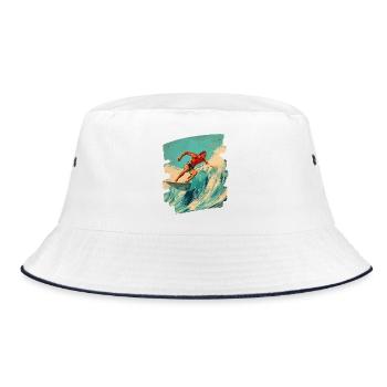 Surfer - Bucket Hat - Weiß/Navy - Vorne