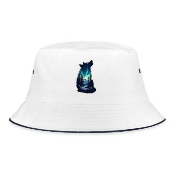 Wolfsnacht Nordlicht Silhouette - Bucket Hat - Weiß/Navy - Vorne