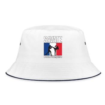 Savate Instruktor Französische Kampfsportarten Kickboxen - Bucket Hat - Weiß/Navy - Vorne