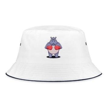Animal Lover Boxing Match Sport Fighting Boxer - Bucket Hat - white/navy - Front