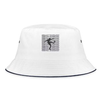Sepak Takraw Player Foot Volleyball Footvolley - Bucket Hat - white/navy - Front