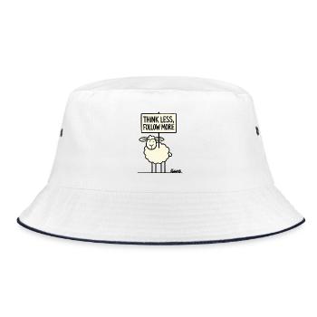 Protest Schaf: weniger denken, mehr folgen - Bucket Hat - Weiß/Navy - Vorne