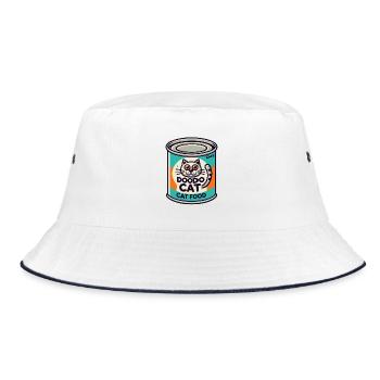 Retro Cat Food Tin "Doodo Cat" - Bucket Hat - white/navy - Front