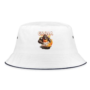 grillade grilla griller gorilla bbq dire drôle - Bob - blanc/marine - Devant