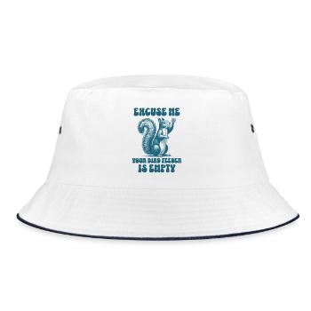 Excuse Me Your Bird Feeder Is Empty Funny Squirrel - Bucket Hat - white/navy - Front