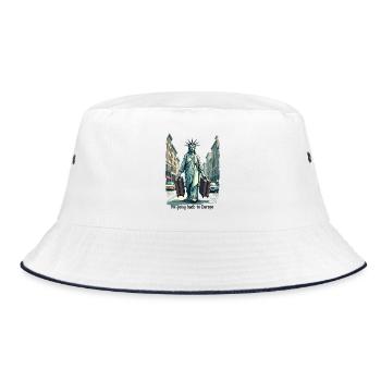Lustige Freiheitsstatue USA Amerika Sarkasmus - Bucket Hat - Weiß/Navy - Vorne
