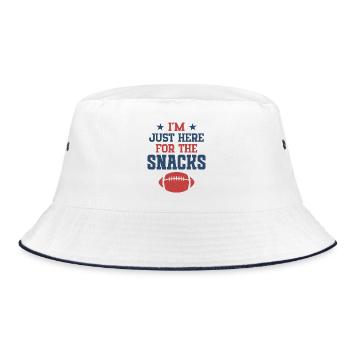 Ich bin nur wegen der Snacks hier - Bucket Hat - Weiß/Navy - Vorne