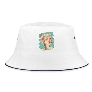 Spring Spring Beginning Flowers - Bucket Hat - white/navy - Front