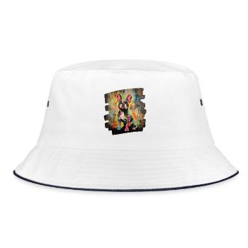 Frenchie French Bulldog - Bucket Hat - white/navy - Front