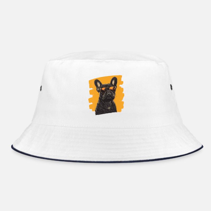 Bulldog francese francese - Cappello alla pescatora - bianco/navy