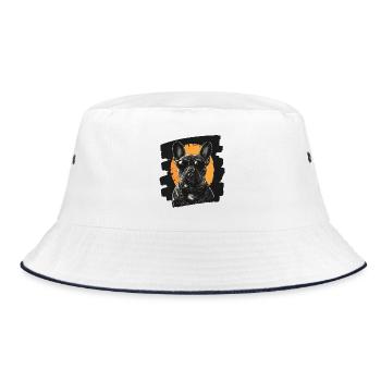Frenchie French Bulldog - Bucket Hat - white/navy - Front