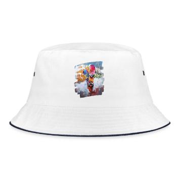 Snowboarder powder snow - Bucket Hat - white/navy - Front