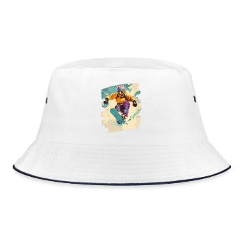 Snowboarder powder snow - Bucket Hat - white/navy - Front