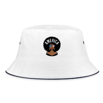 America Afro - Bucket Hat - white/navy - Front