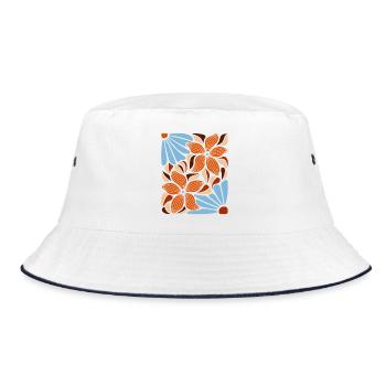 Boho Blumen Frühling Sommer Garten Natur - Bucket Hat - Weiß/Navy - Vorne
