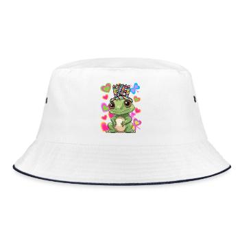 Hippie Hippies Frog Frogs Toad - Bucket Hat - white/navy - Front