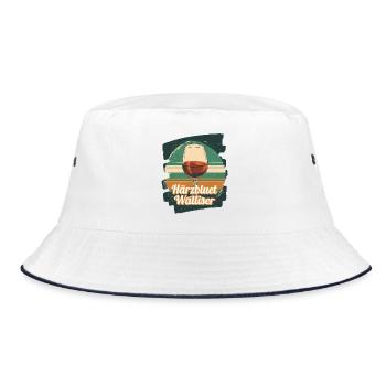 Härzbluetwalliser Walliser Wallis Schweiz - Bucket Hat - Weiß/Navy - Vorne