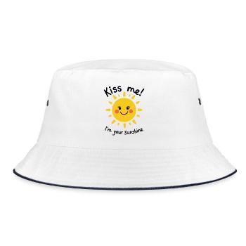 Kiss Me I'm Your Sunshine Sonne Sommer - Bucket Hat - Weiß/Navy - Vorne