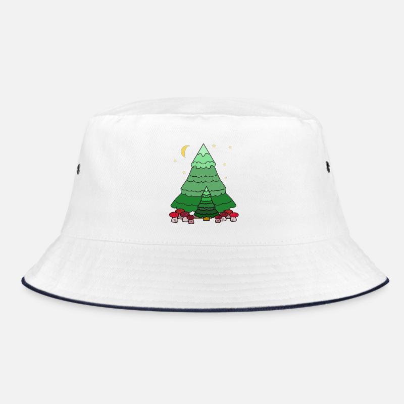 Night Starry Forest Conifer Fir Bucket Hat