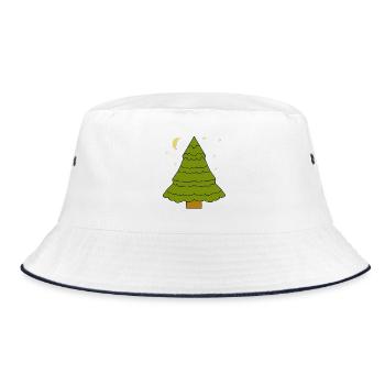 Conifer, Forest, Tree, Fir, Fir, Nature, Moon - Bucket Hat - white/navy - Front