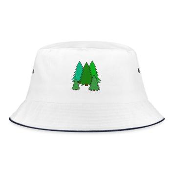 Tree Fir Nature Forest Coniferous Forest Fir Trees Co2 - Bucket Hat - white/navy - Front