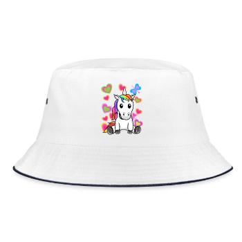 Einhorn Einhörner Kinder Kind - Bucket Hat - Weiß/Navy - Vorne