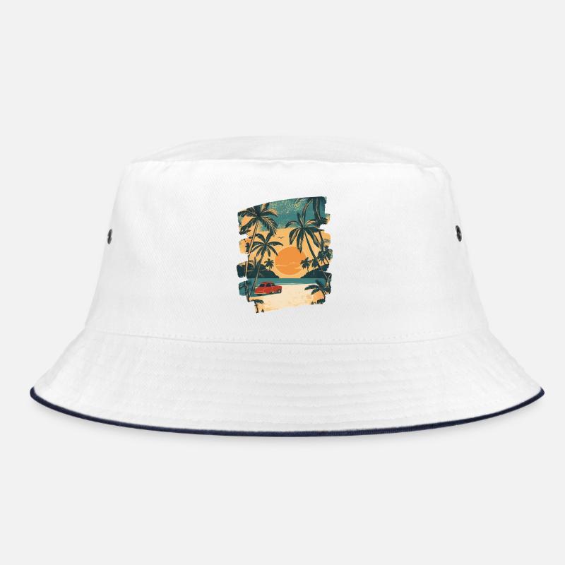 Summer Palm Tree Sunset Bucket Hat