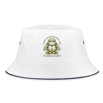 Today Is Slap An Idiot Day Funny Turtle Angry Pet - Bucket Hat - white/navy - Front