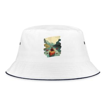 Kajak Kajakfahrer Kajakfahren Outdoor - Bucket Hat - Weiß/Navy - Vorne