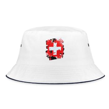 Schweizer Flagge Schweiz - Bucket Hat - Weiß/Navy - Vorne
