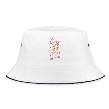 Cozy Queen Corgi Lover Heart Art - Bucket Hat - white/navy - Front