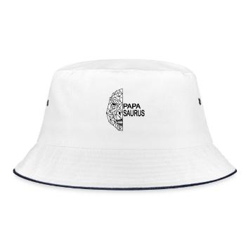Papa Saurus Vater Vatertag Dinosaurier - Bucket Hat - Weiß/Navy - Vorne