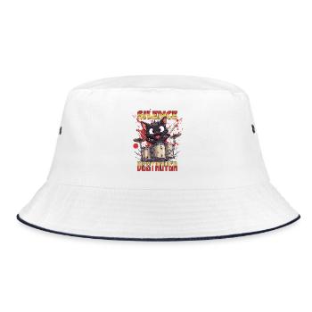 Schlagzeug Drums Silence Destroyer Katze Lustig - Bucket Hat - Weiß/Navy - Vorne