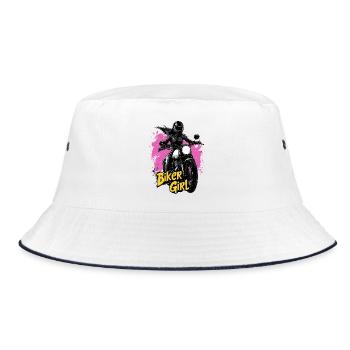 motard fille motorrad moto bikerin - Bob - blanc/marine - Devant